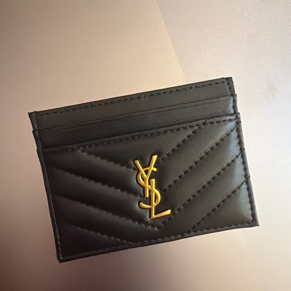 Saint Laurent Black Leather Textured Card Holder - Picture 4 of 5